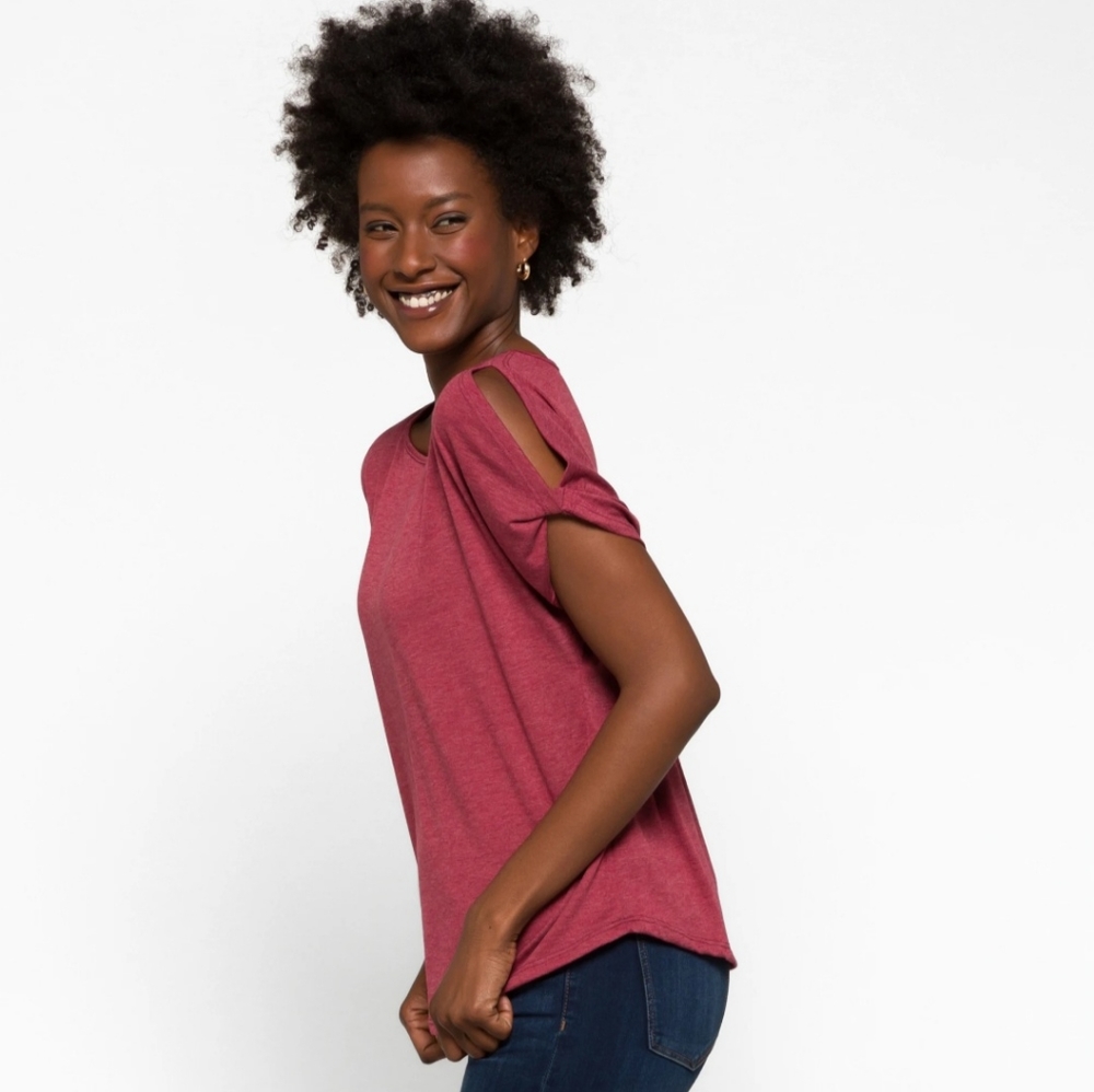 Colette Romey cold shoulder stich fix top